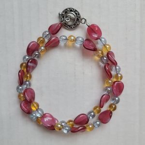 ⏳️3/$20 SALE Pink, orange, clear bead necklace